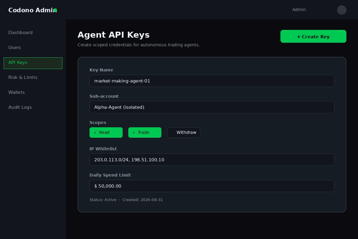 API key permissions for AI agents