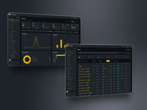 White label crypto exchange admin dashboard — user management, KYC review, wallet oversight, and audit logs under your brand