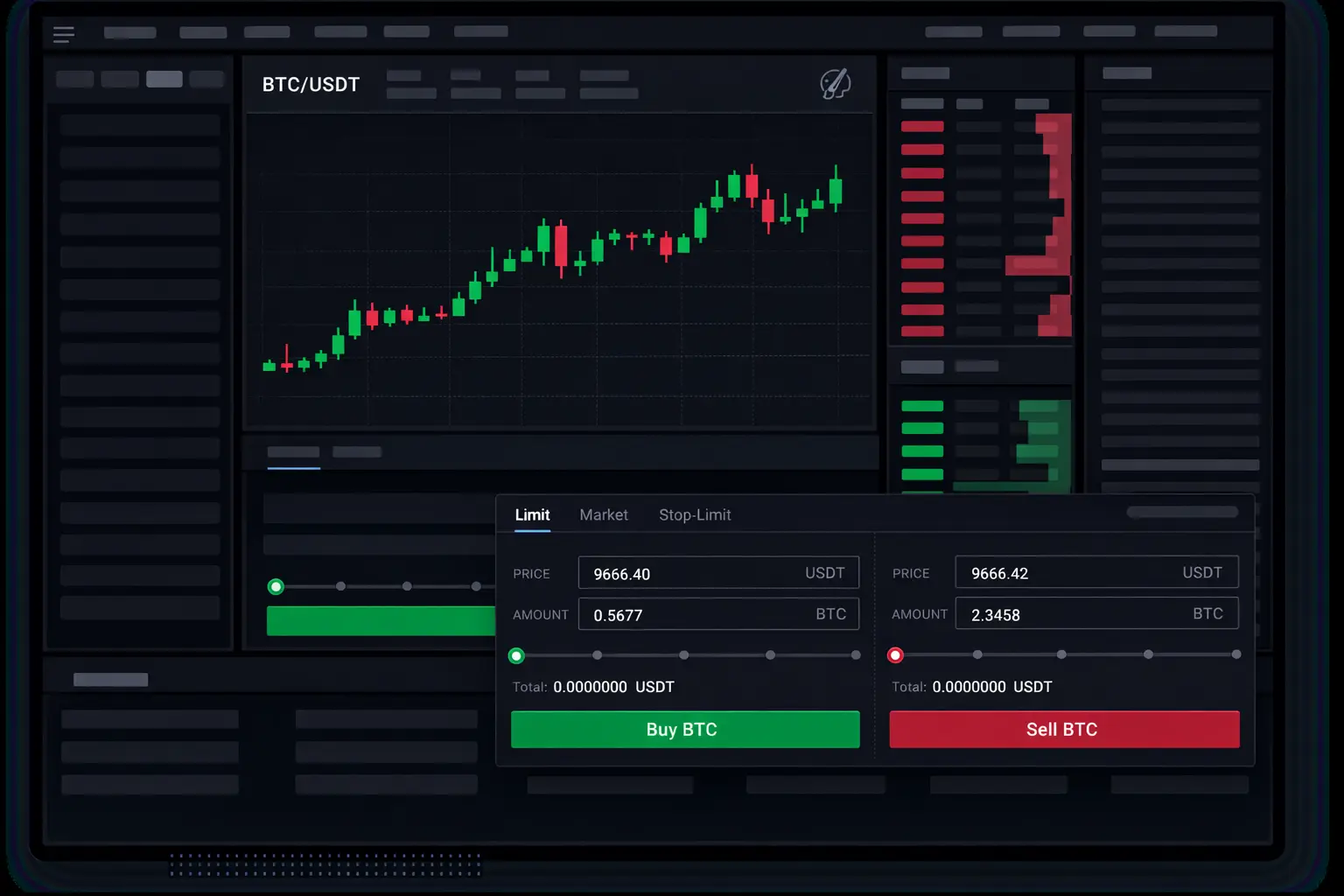Codono crypto exchange trading interface demo
