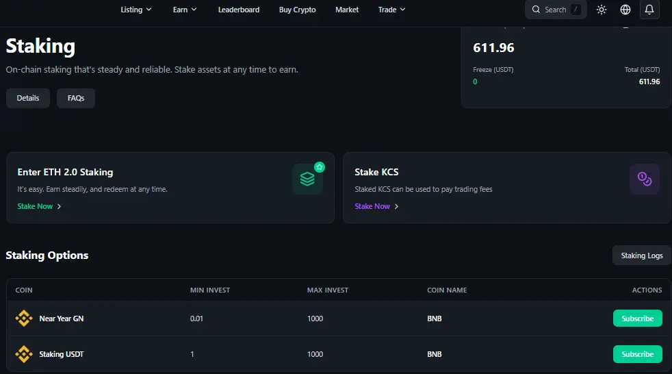 Earn Dashboard - Staking, Lending & Rewards Interface